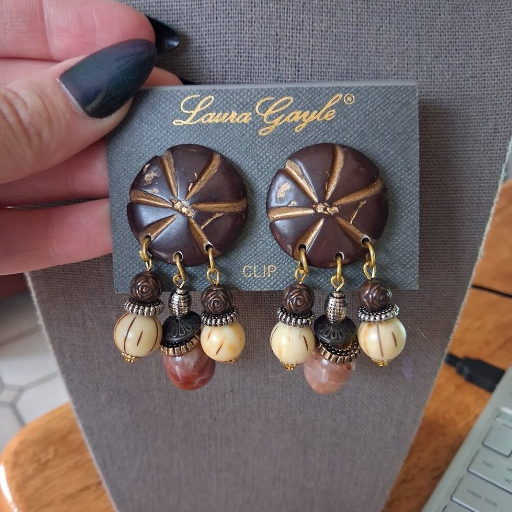 Laura Gayle dangle clip on earrings